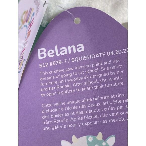 Squishmallows 2023 Easter 12" Belana the Cow Soft Plush With Daisies Daisy NEW - Picture 5 of 10